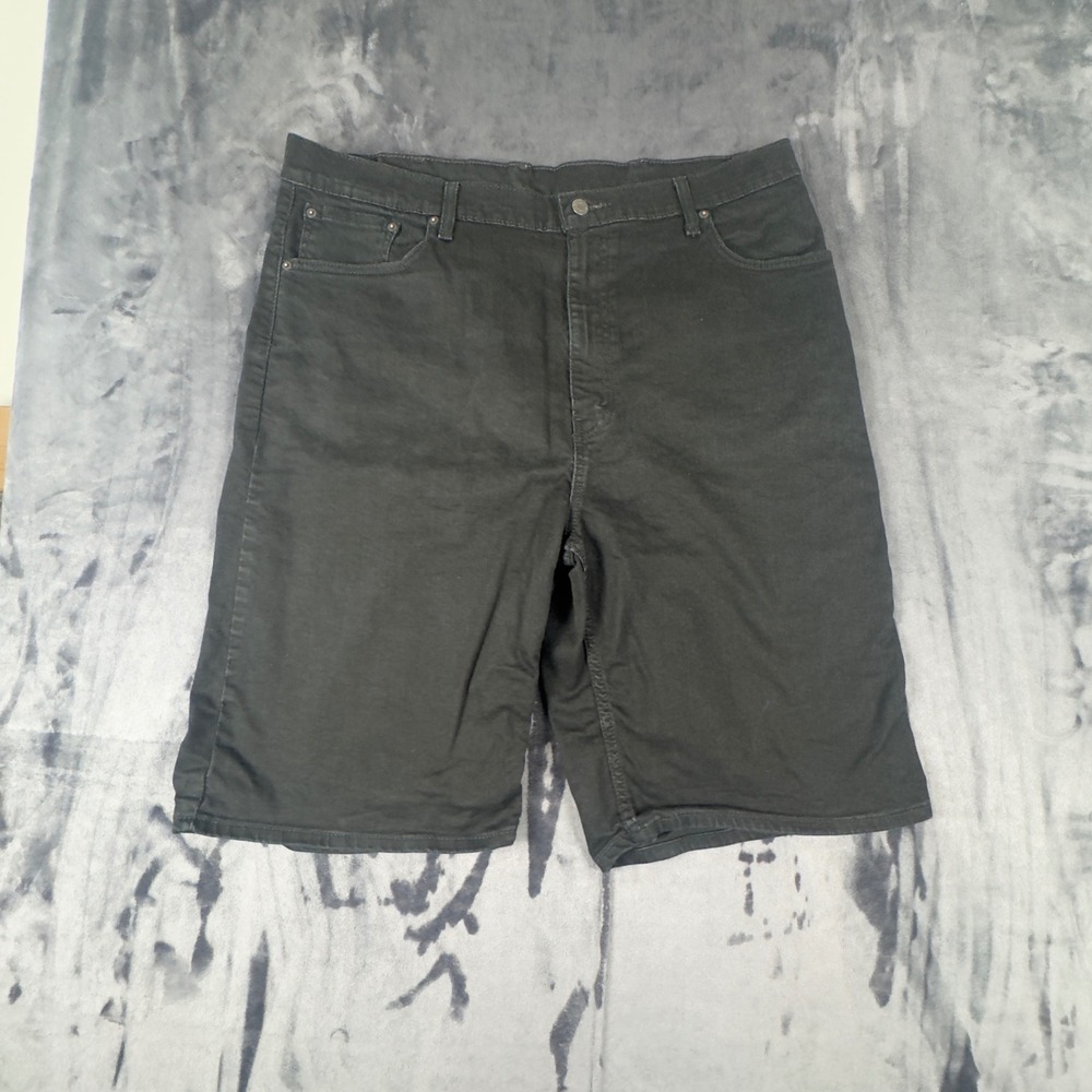 Levi's 505 Regular Fit Shorts Mens W40 Black Denim Stretch Casual 4859